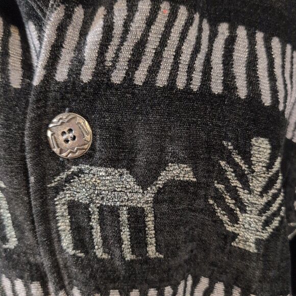 Vtg Chico's Design Black White Boho Primitive Tribal Jacket Womens Sz 12 Large - Picture 3 of 9